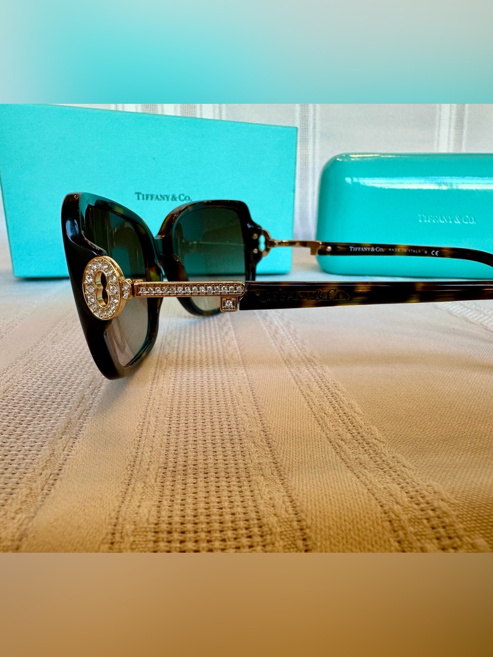 Tiffany & Co. Tortoise Shell Frame Gradient Brown Lenses w Crystals TF-4043-B - Picture 3 of 10